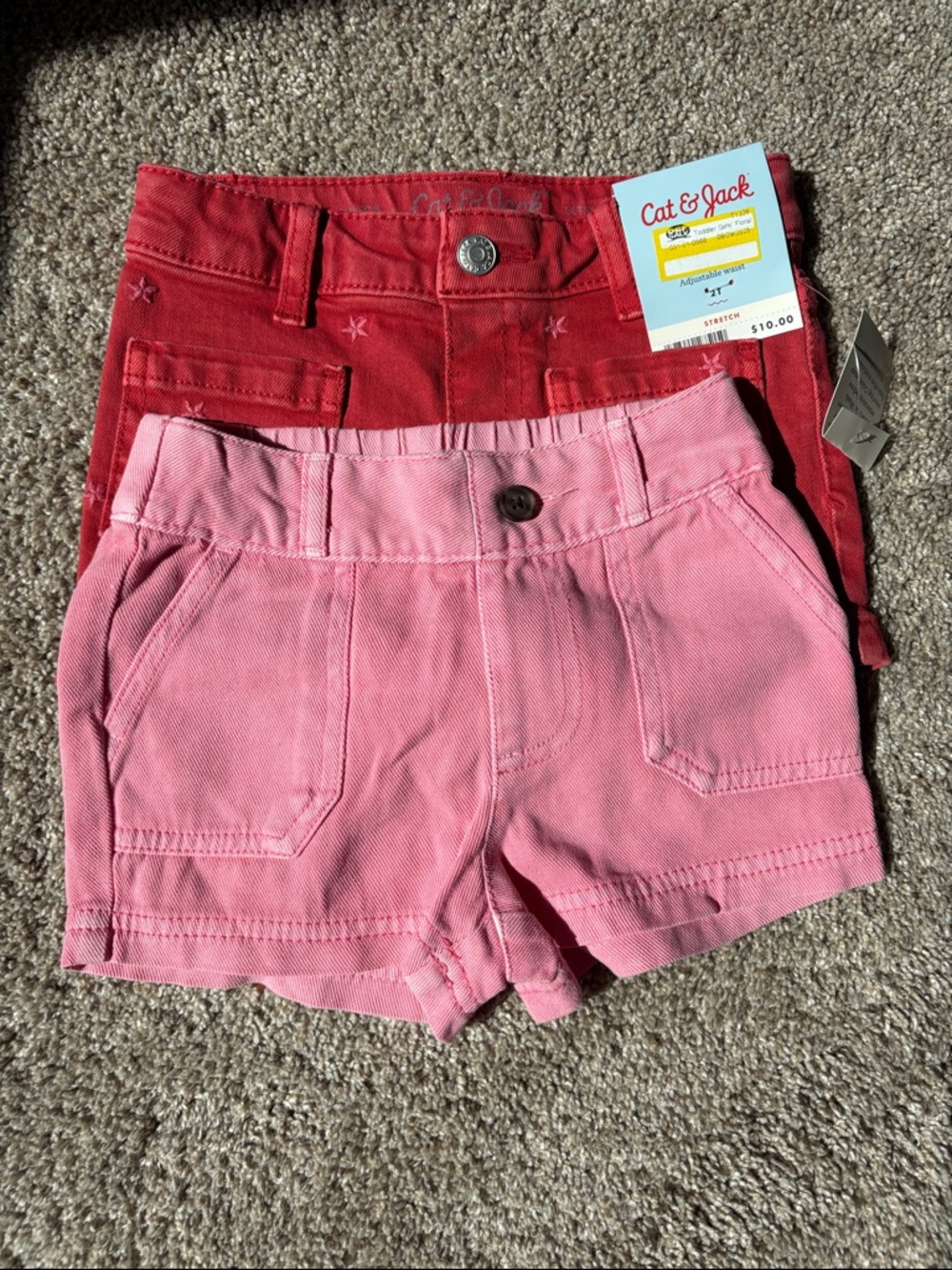 Cat & Jack Pink and Red Girls' Pull-On Shorts Set 2T NWT